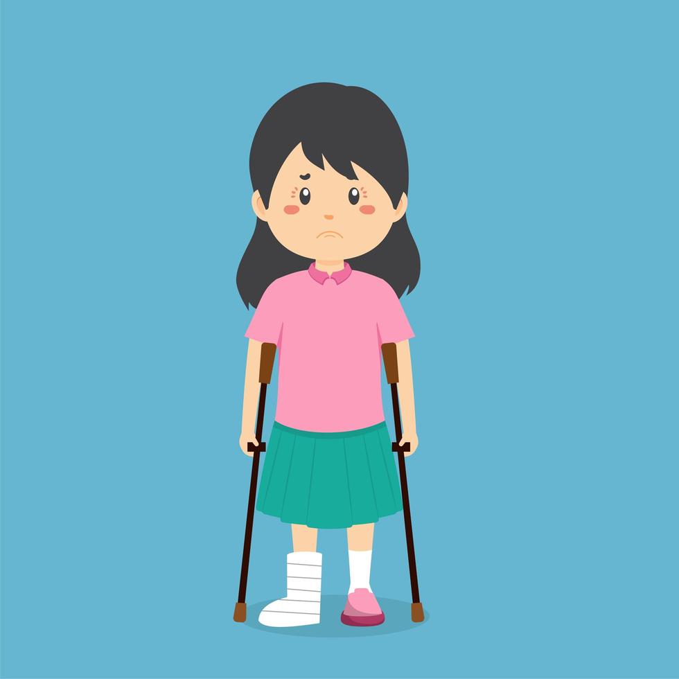 Wounded Girl with Crutches vector