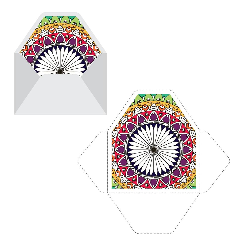 Mandala pattern paper sleeve template. vector