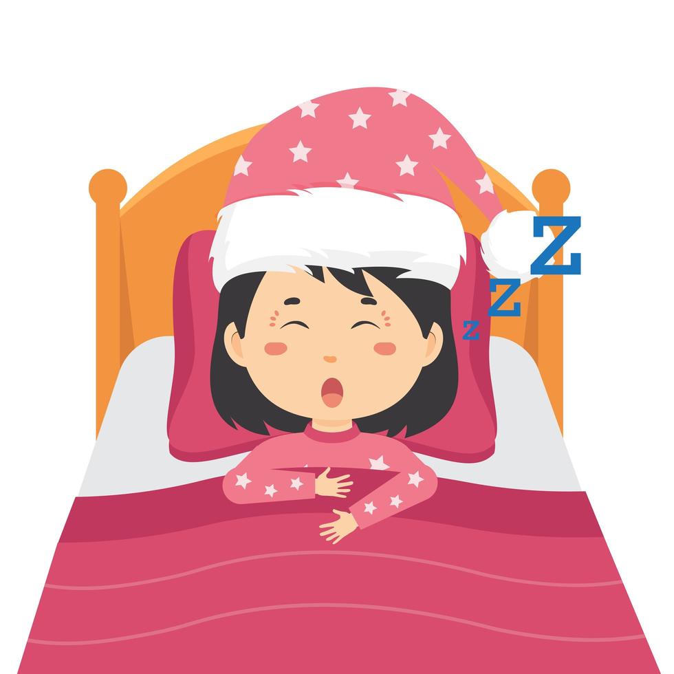 Girl Sleeping and Snoring in the Bed vector