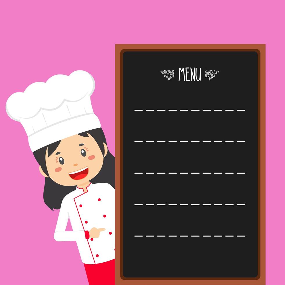 Women Chef with Menu Template vector