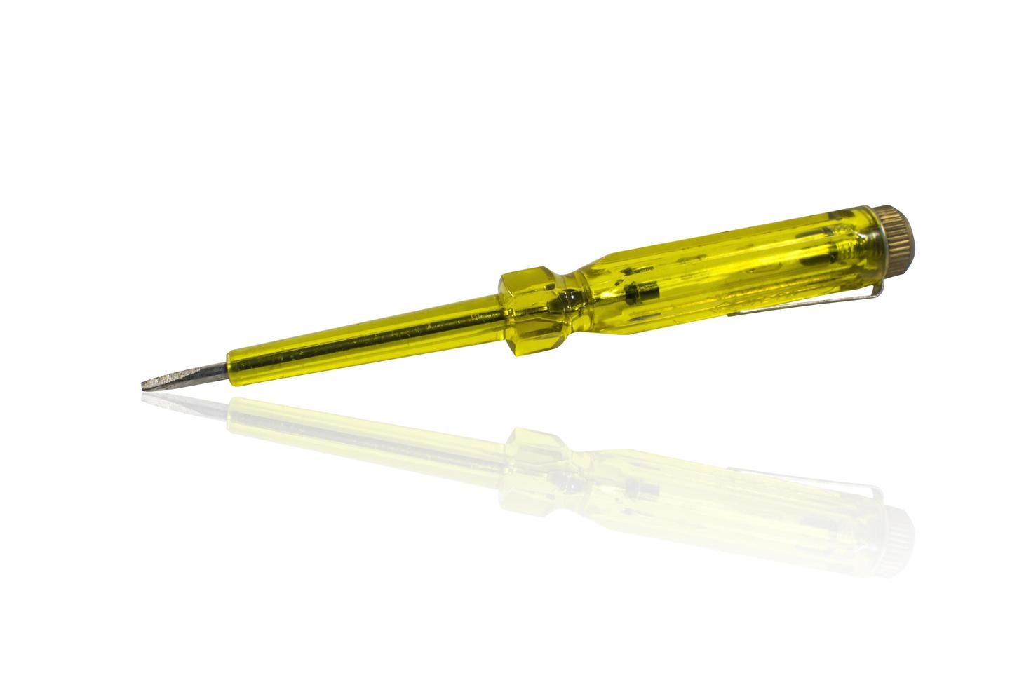 Electric screwdriver isolated on white background photo