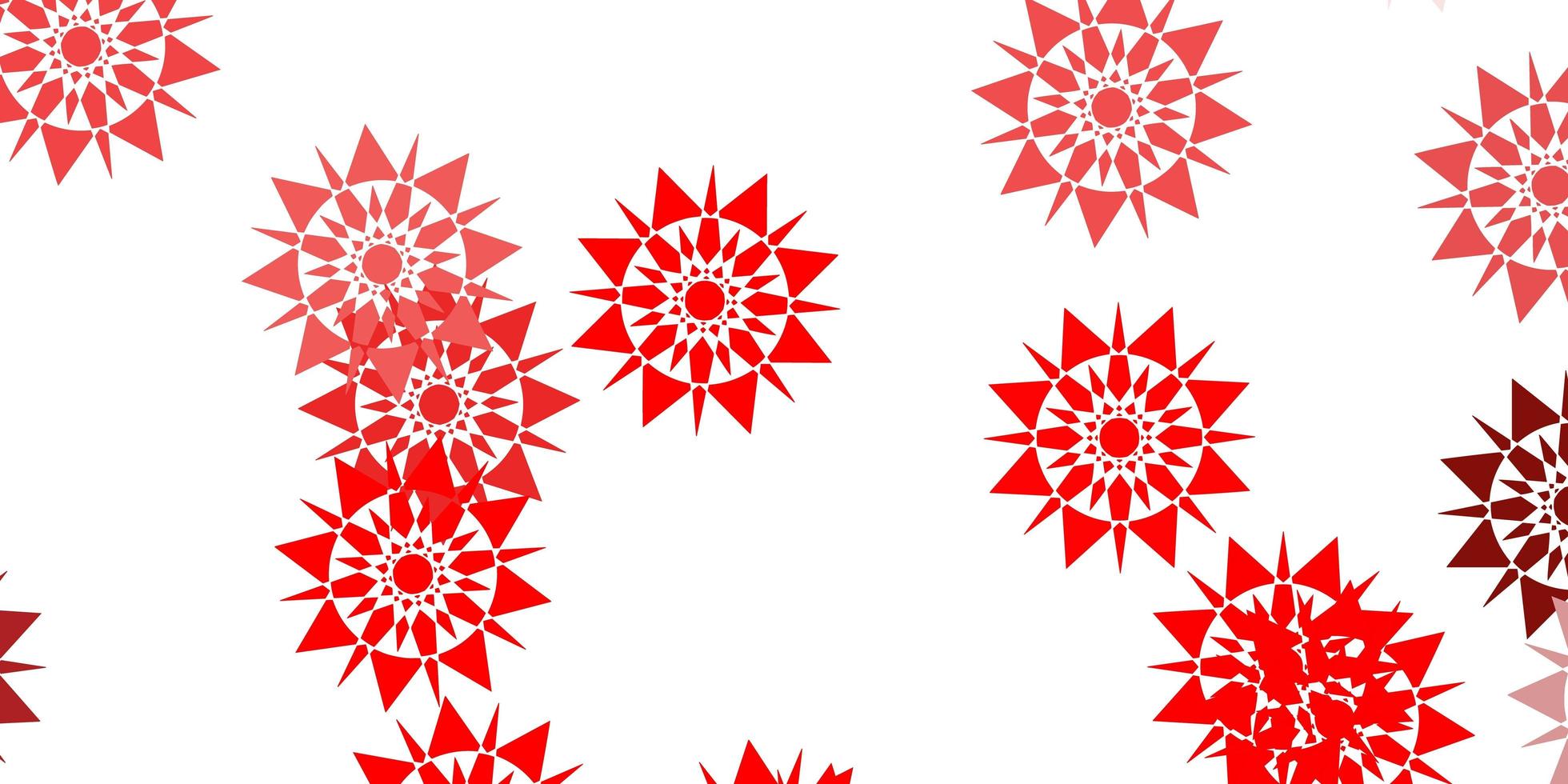 Light red beautiful snowflakes backdrop with flowers. vector