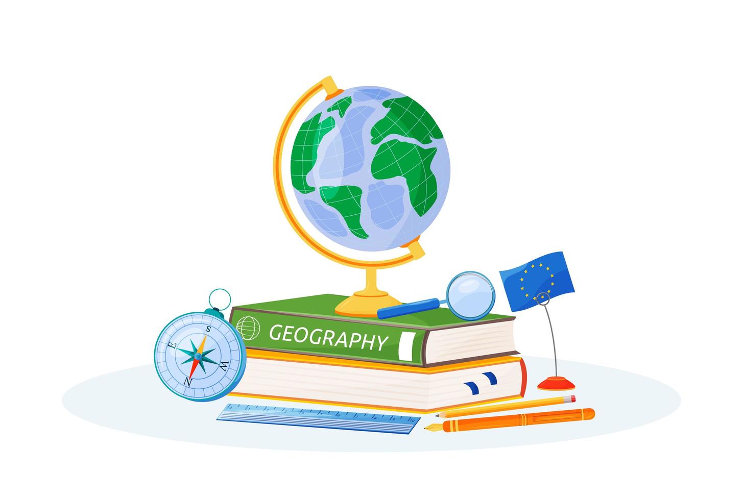 Geography supplies and books vector