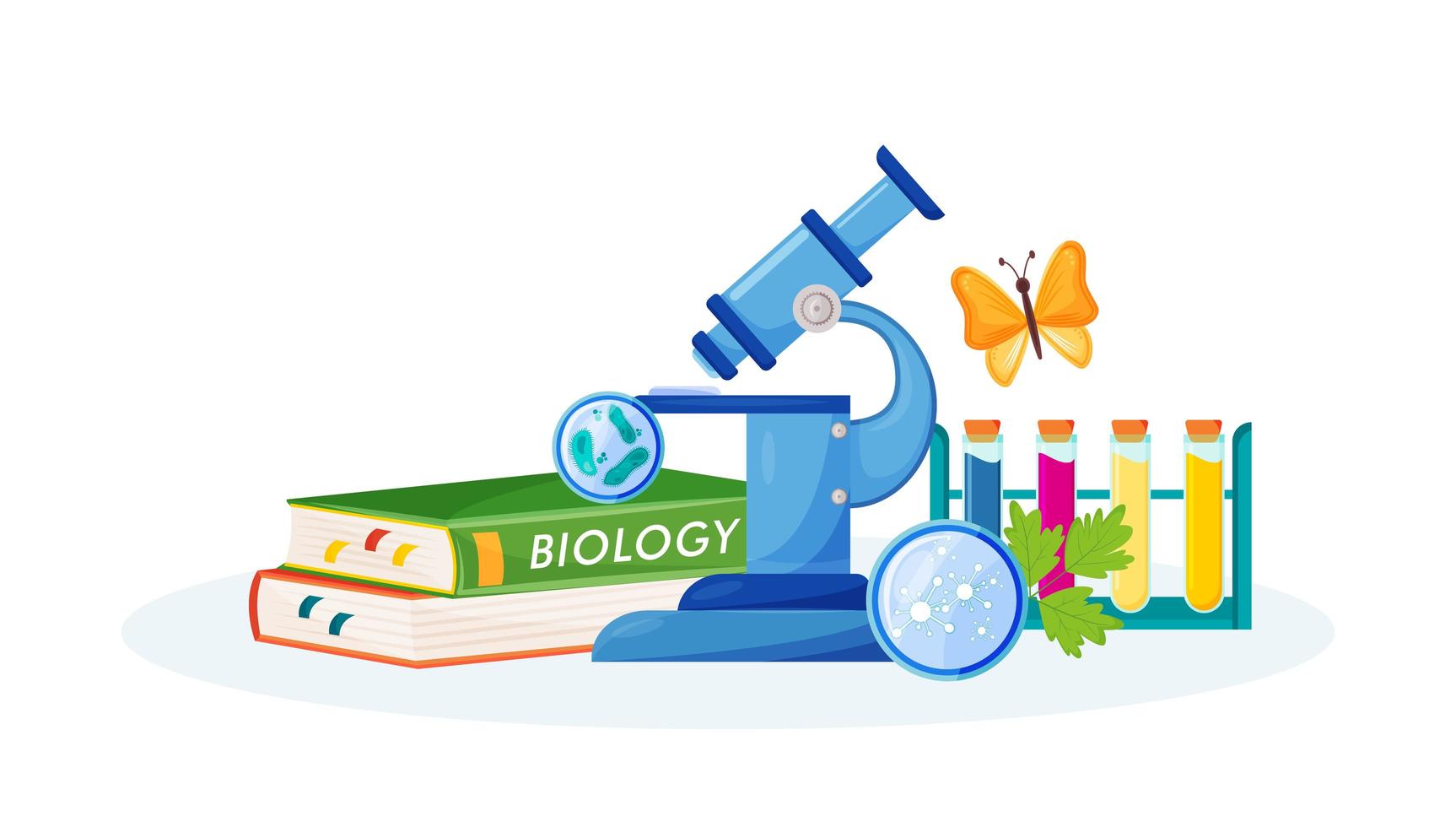 Biology supplies and books vector