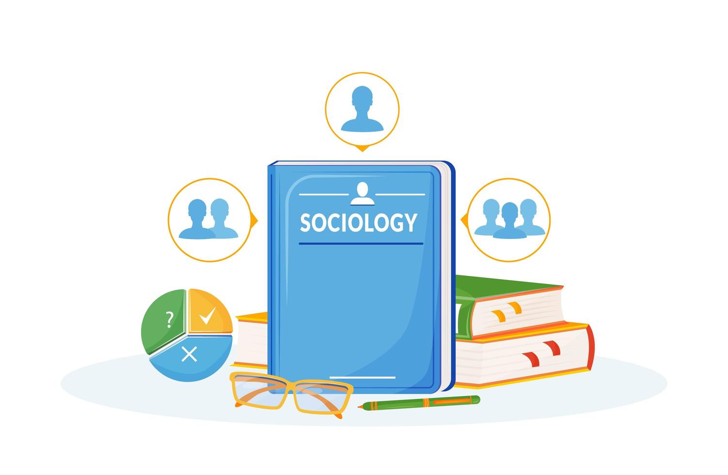 libros y útiles de sociología vector