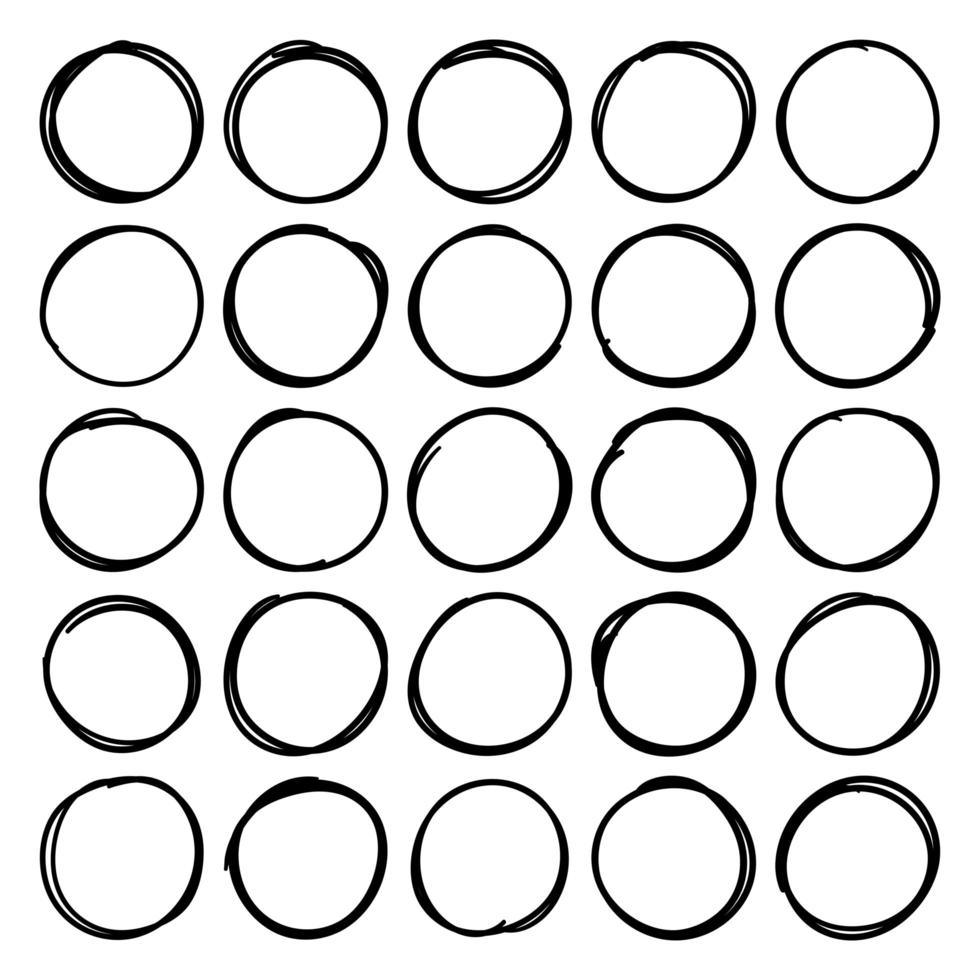 Collection of scribbled circle frames vector