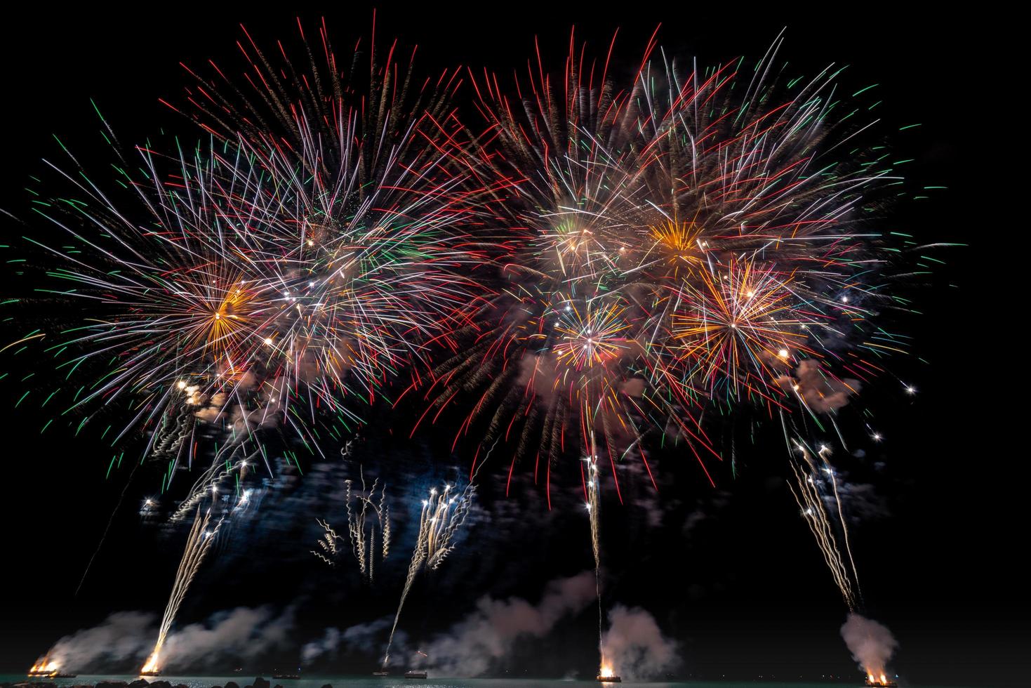 Multicolored fireworks in the sky photo