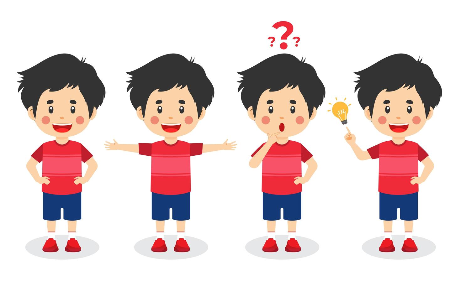 Happy Cute Kid Boy With Different Poses vector