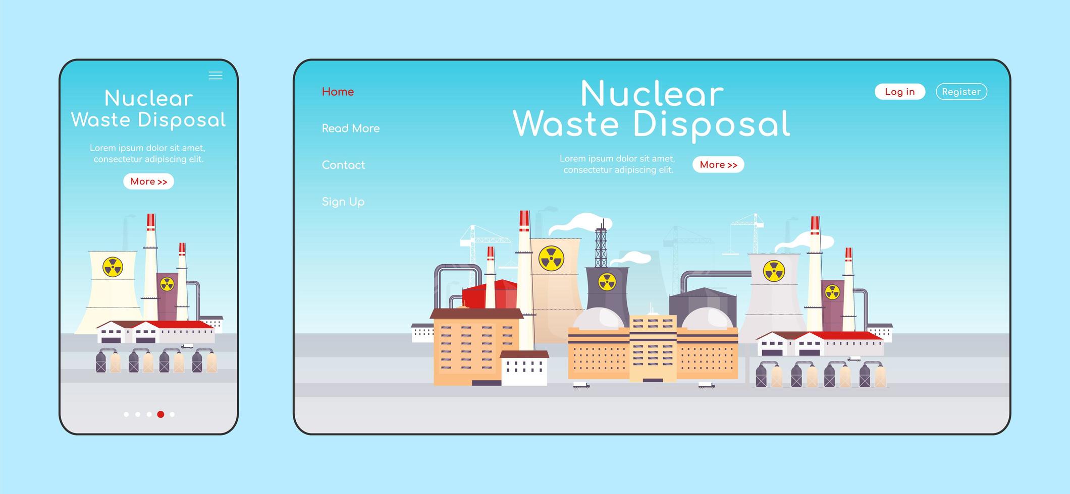 página de destino adaptable de eliminación de residuos nucleares vector