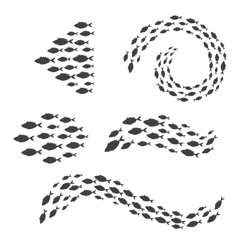 Swimming Fishes Collection Set vector