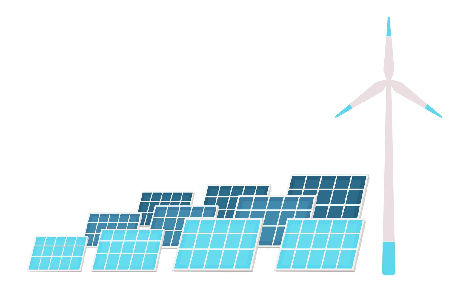 Solar panels and wind turbine vector