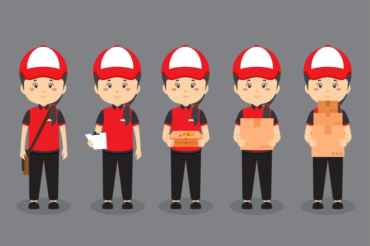 Delivery Character Doing Various Activities vector