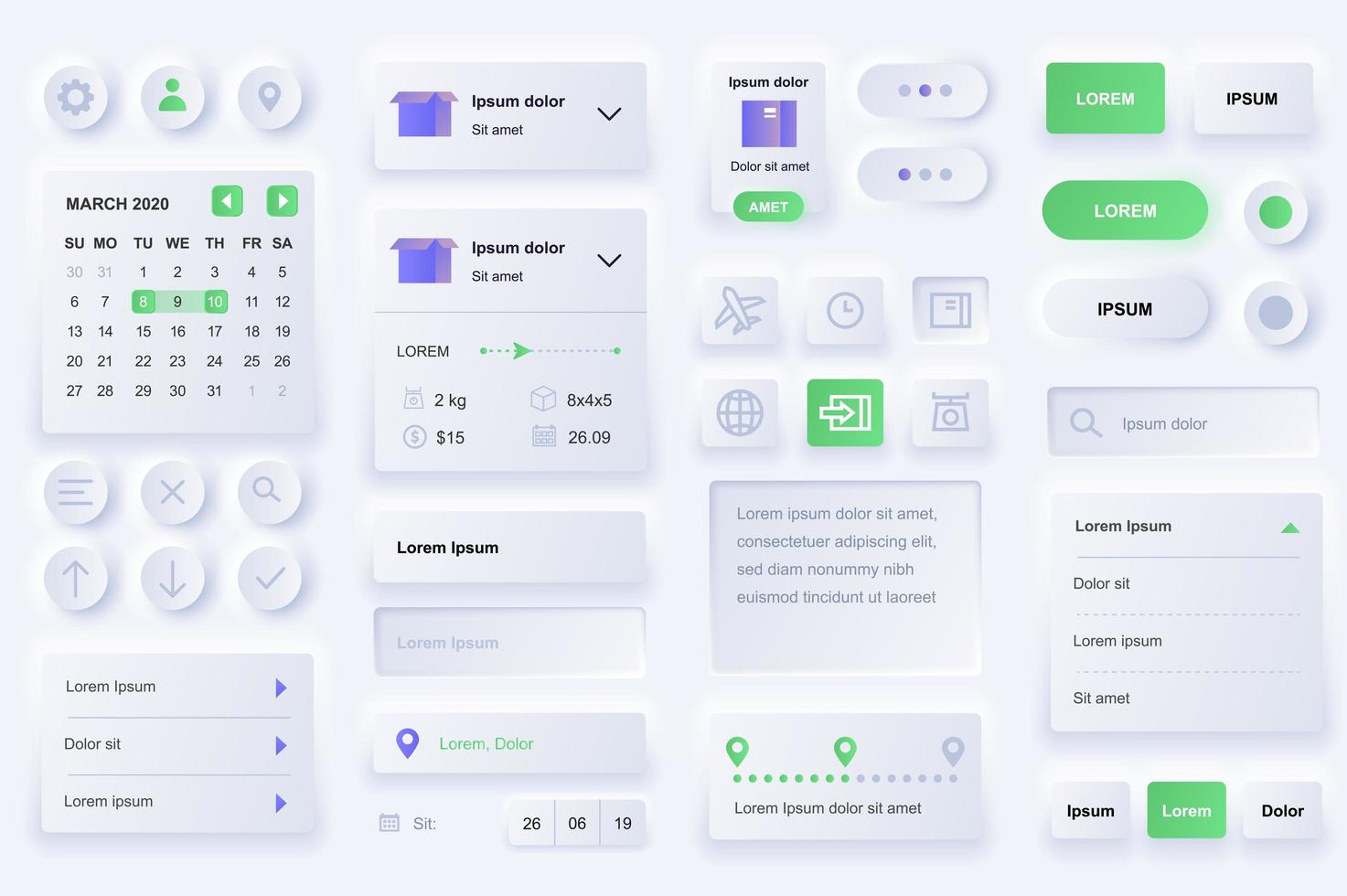 User interface elements for delivery mobile app. vector