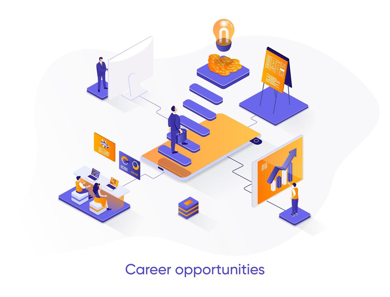 Career opportunities isometric web banner. vector