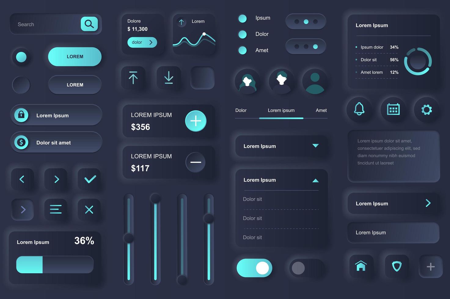 User interface elements for banking mobile app vector