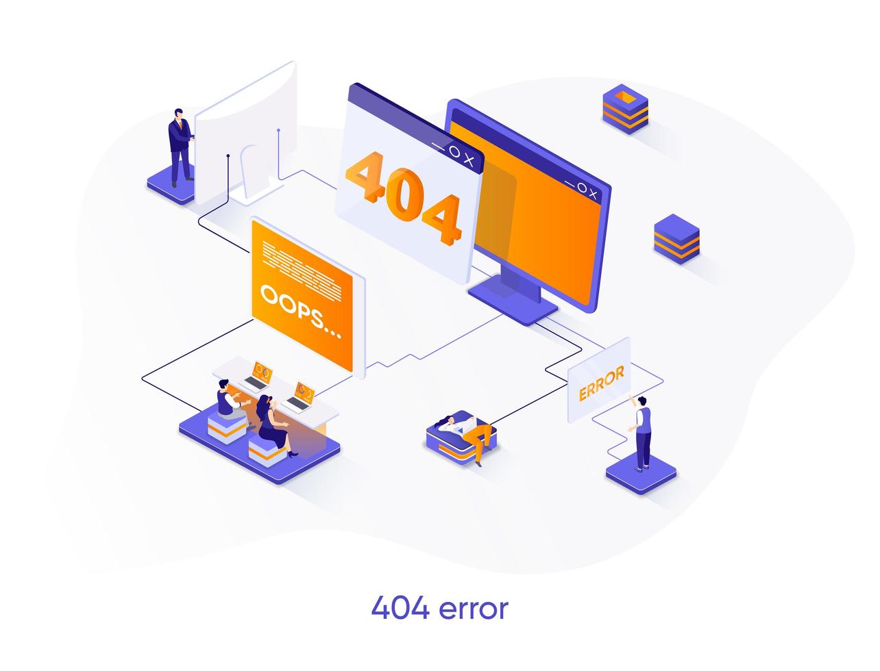 Banner web isométrico de error 404. vector