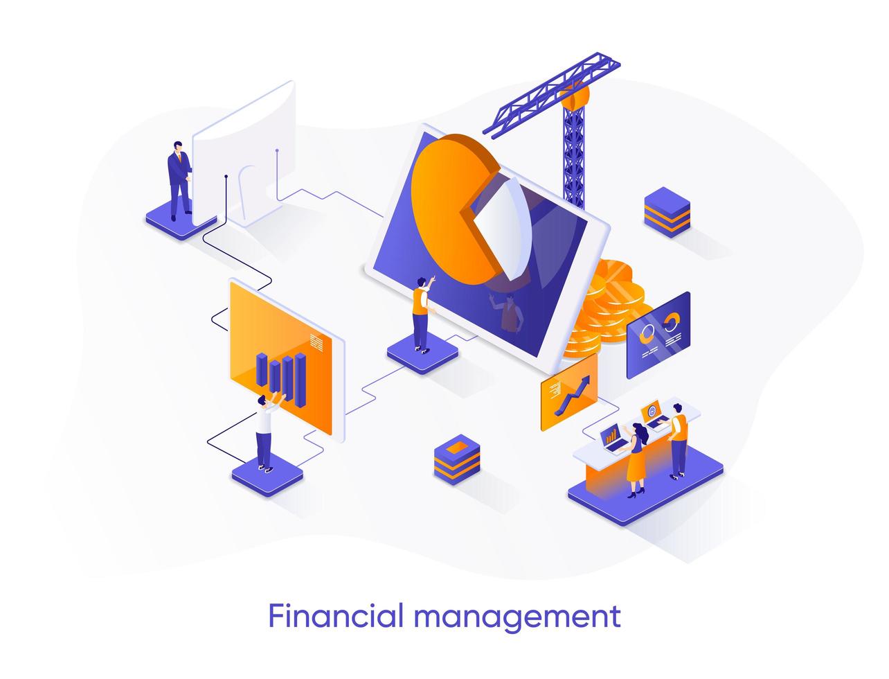 Financial management isometric web banner. vector