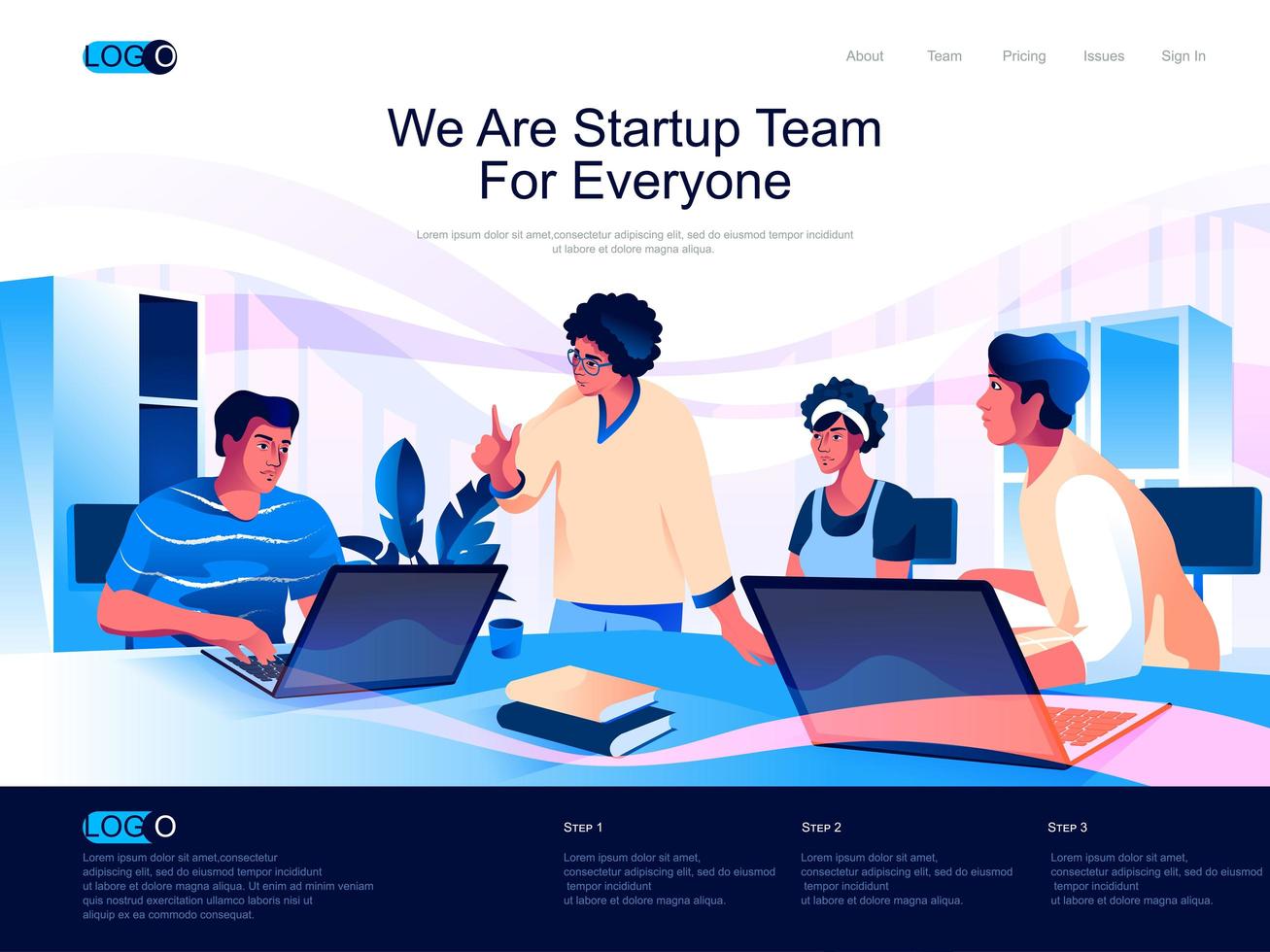 We are Startup Team for everyone isometric landing page. vector