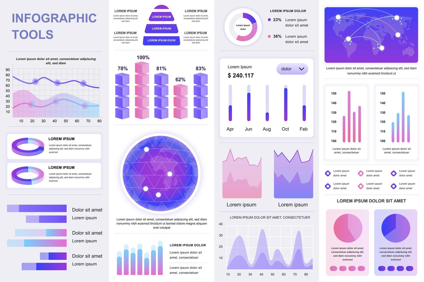 Bundle infographic UI, UX, KIT elements. vector