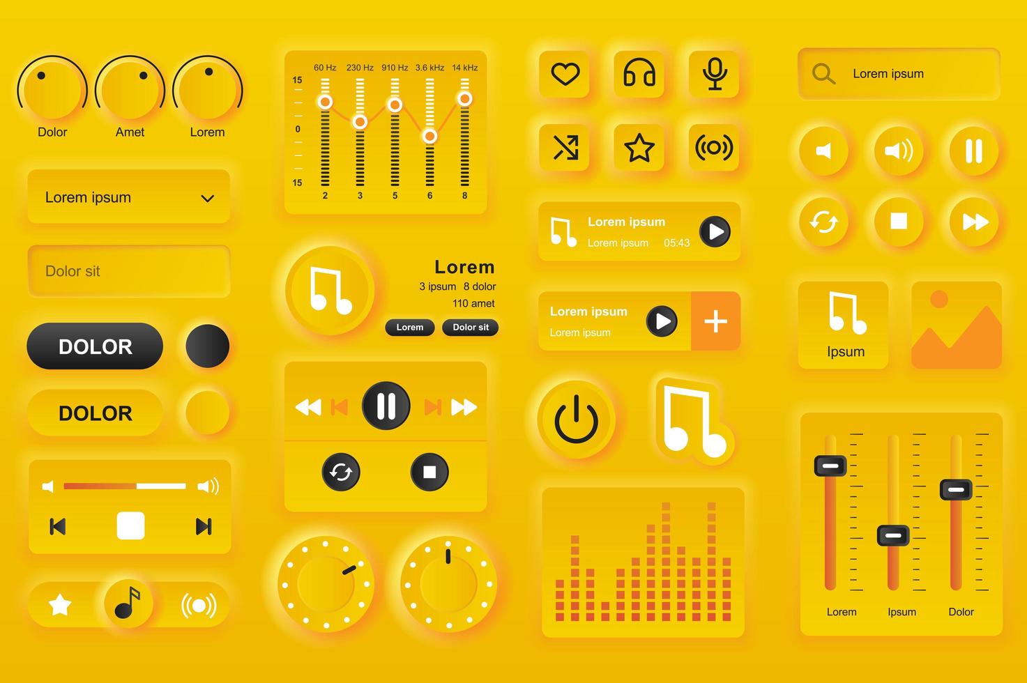 Elementos de la interfaz de usuario para la aplicación móvil del reproductor de música. vector