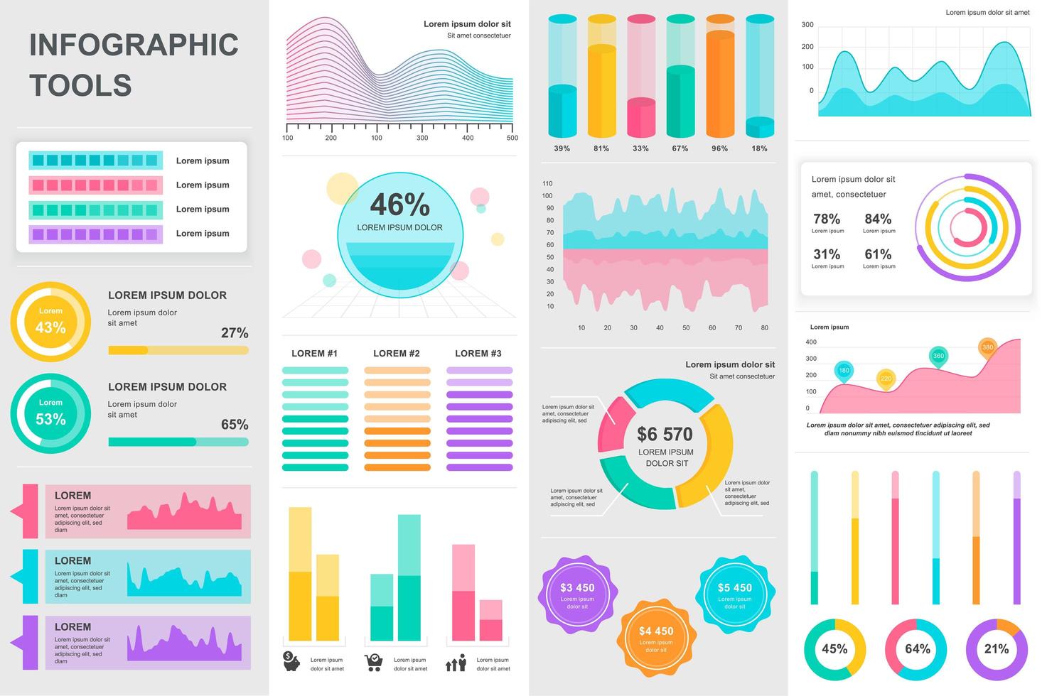 Bundle infographic UI, UX, KIT elements. vector