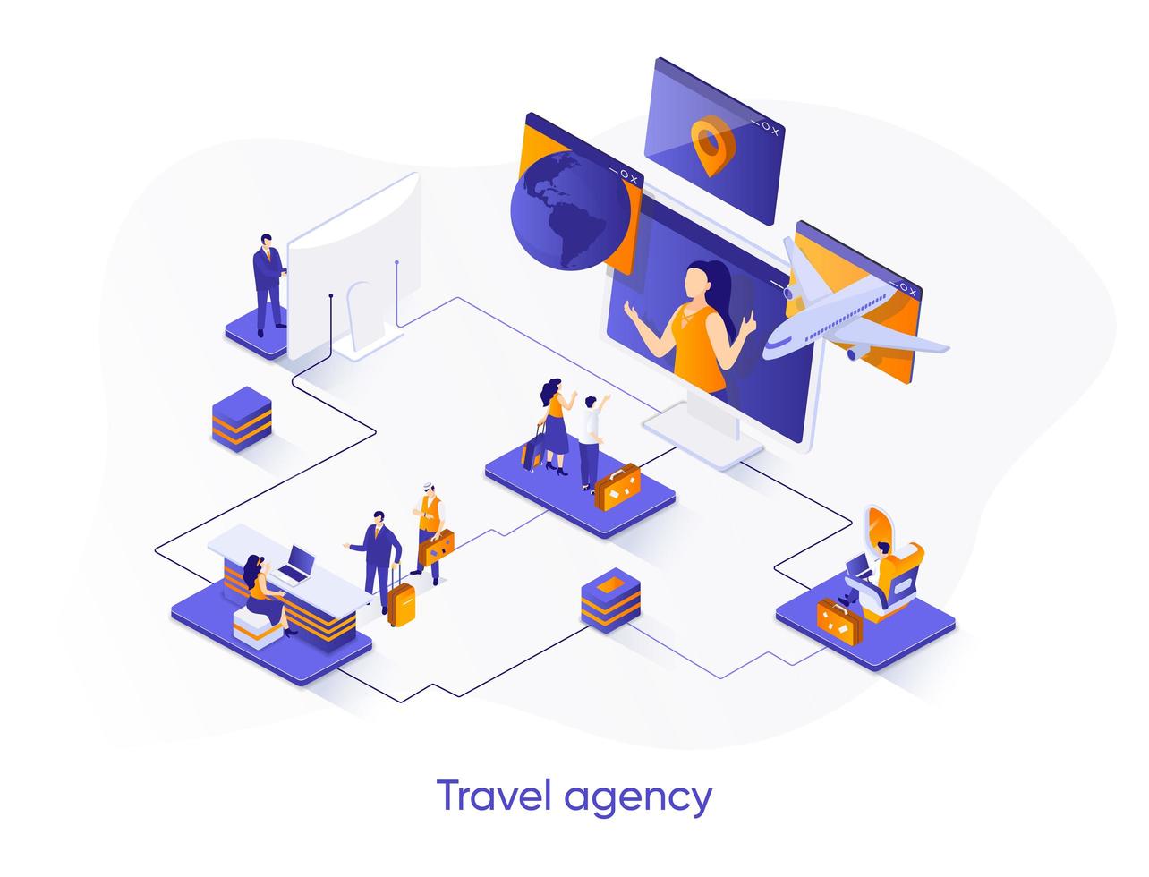 Travel agency isometric web banner. vector