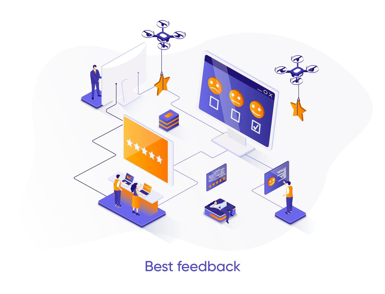 Best feedback isometric web banner. vector