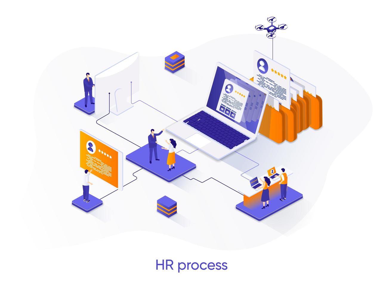 HR process isometric web banner. vector