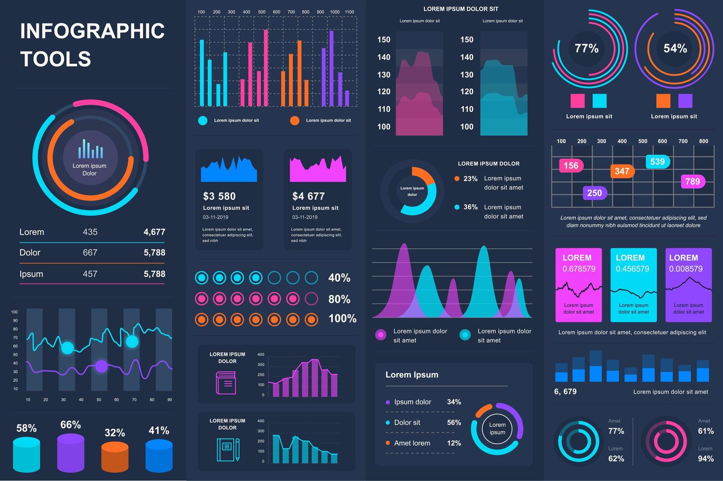 Bundle infographic UI, UX, KIT elements. vector