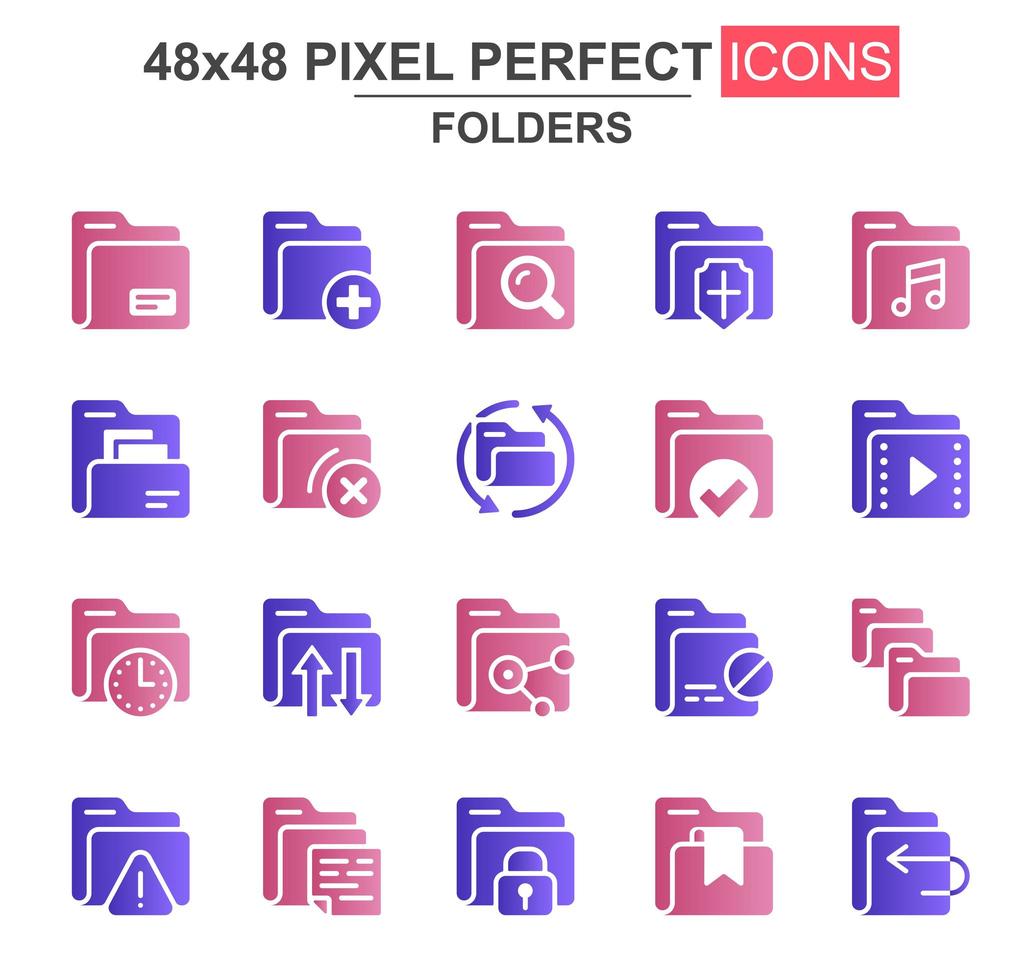 Folders glyph icon set. vector