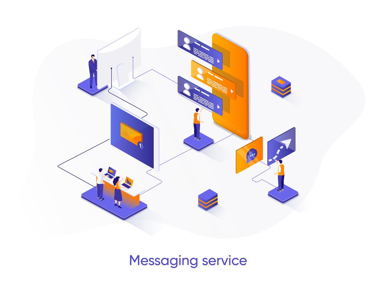 Messaging service isometric web banner. vector