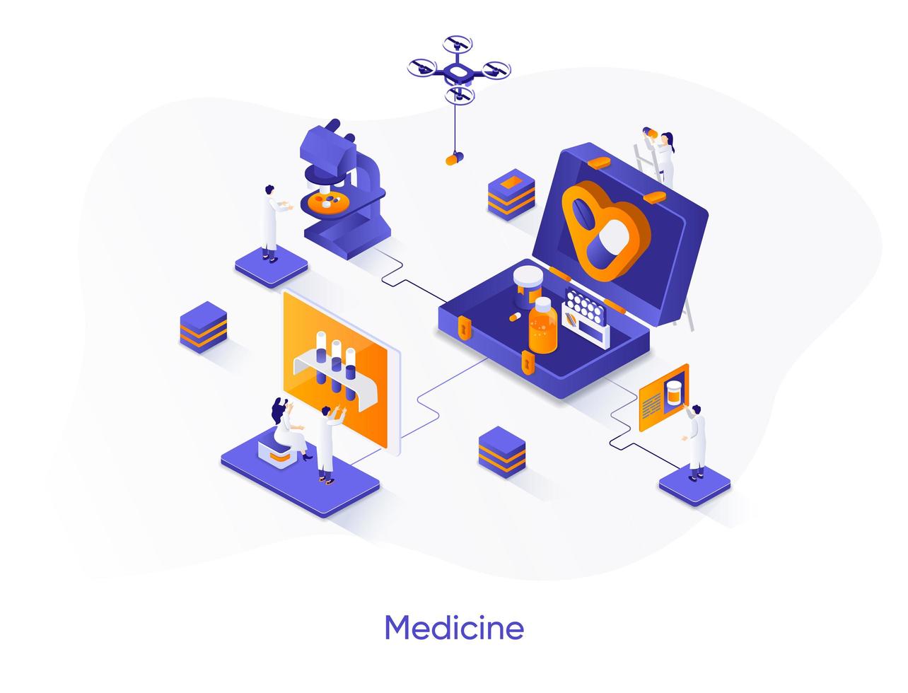 Medicine isometric web banner. vector