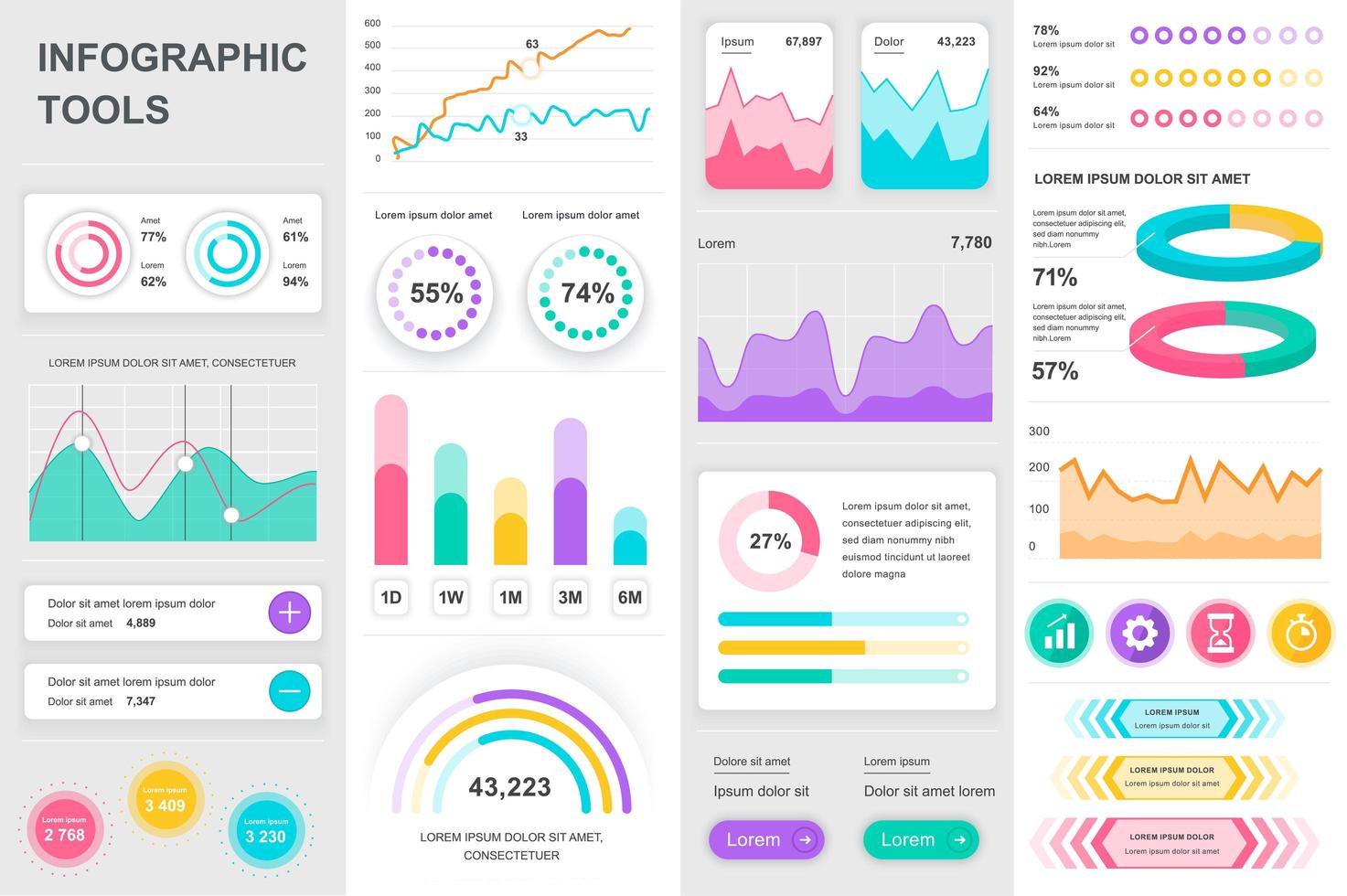 Bundle infographic UI, UX, KIT elements. vector