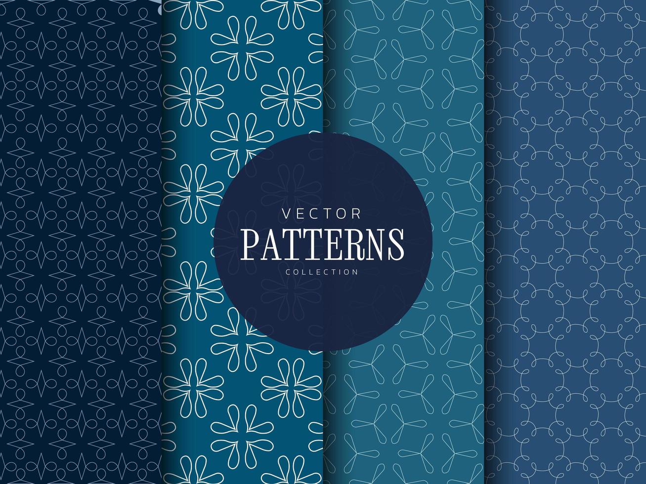 Blue decorative seamless pattern set vector