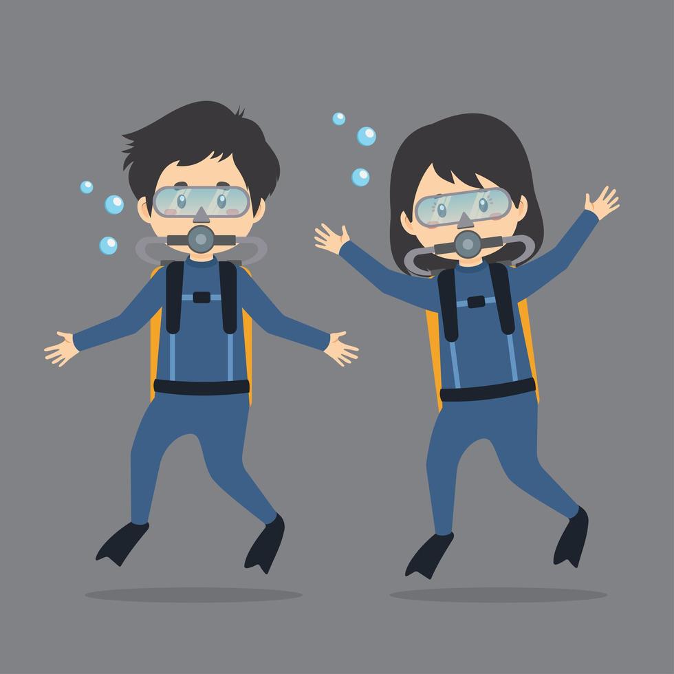 Characters Wearing Diving Outfits vector