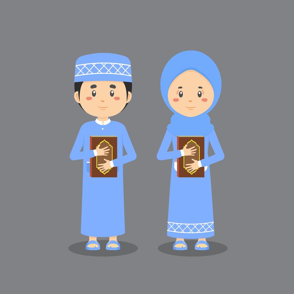 Characters Hugging the Quran vector