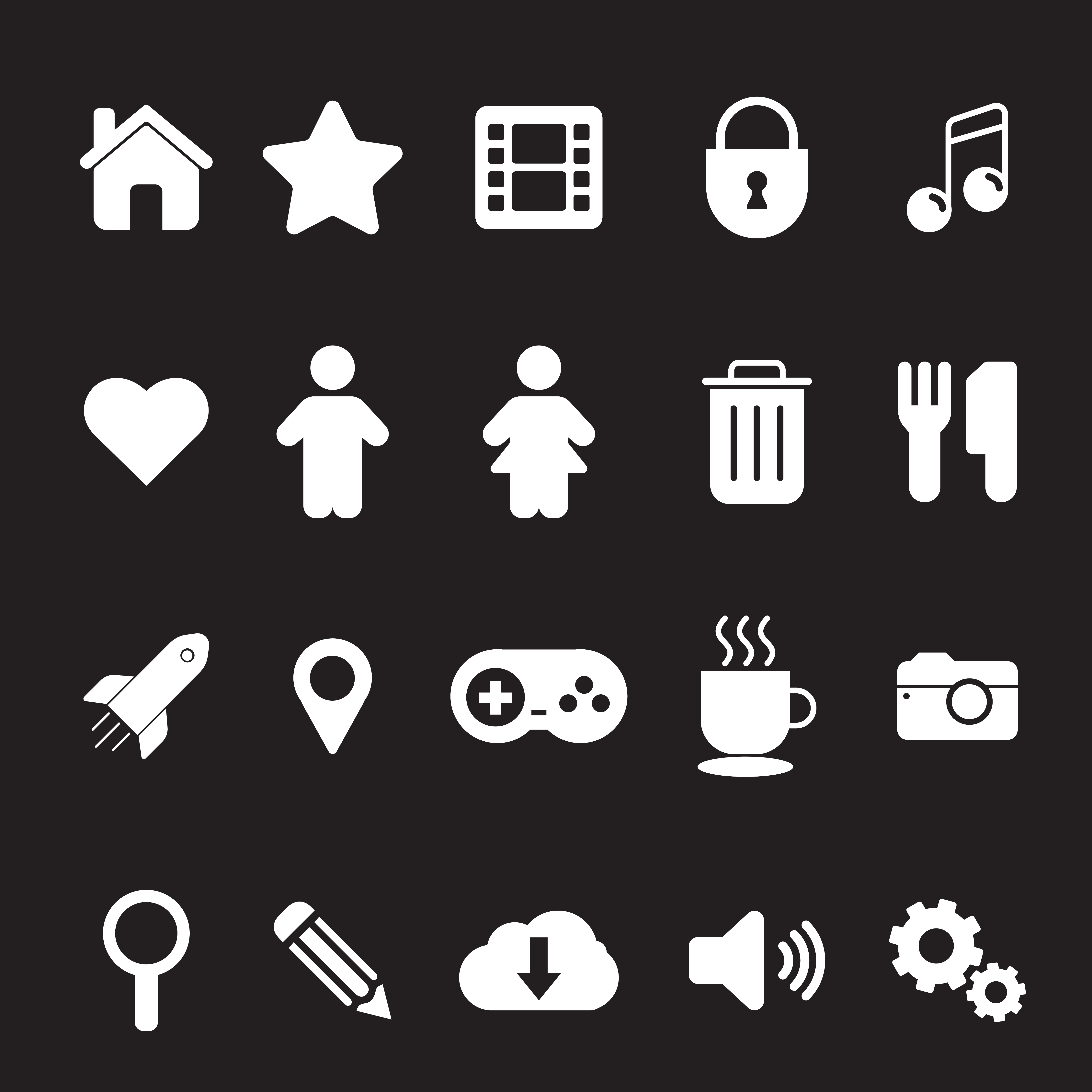 Set Of Web Simple Icons 1760110 Vector Art at Vecteezy