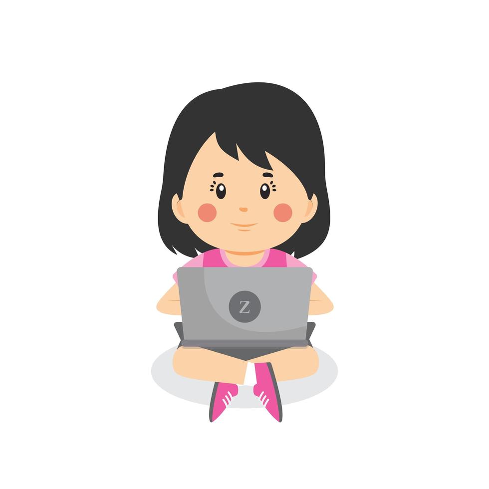 Child Using Computer vector