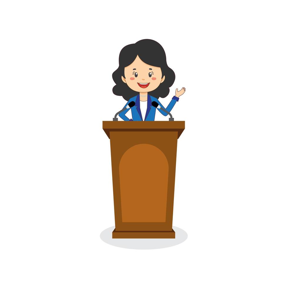 Businesswoman Character Speaks On The Podium vector