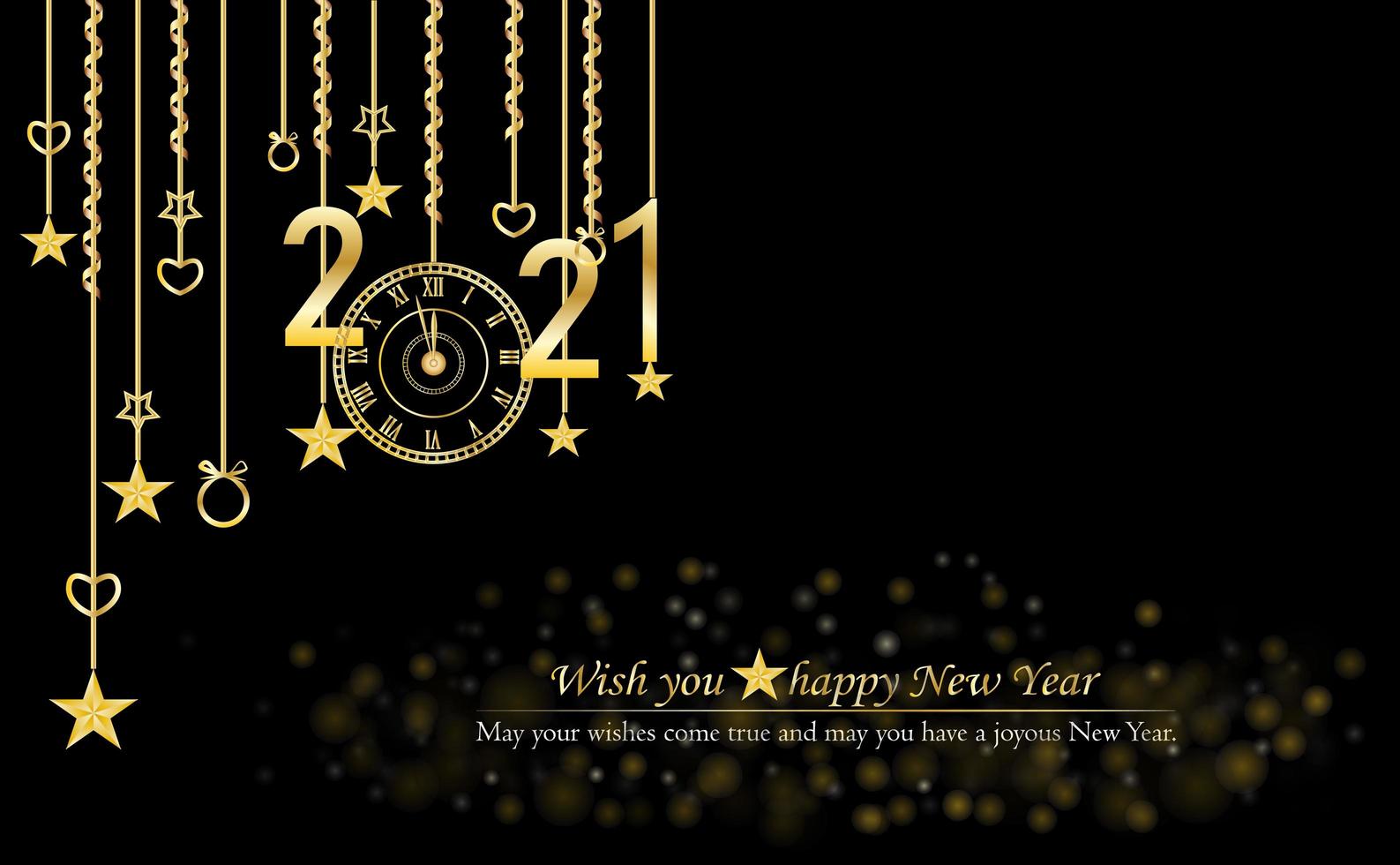 Happy New Year 2021 glitter and gold text design vector