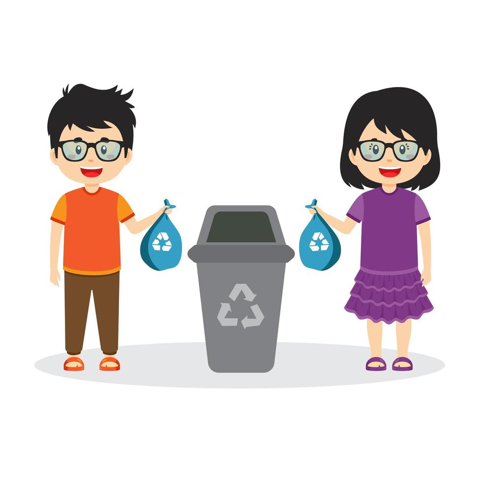 Characters Throwing Away Trash vector