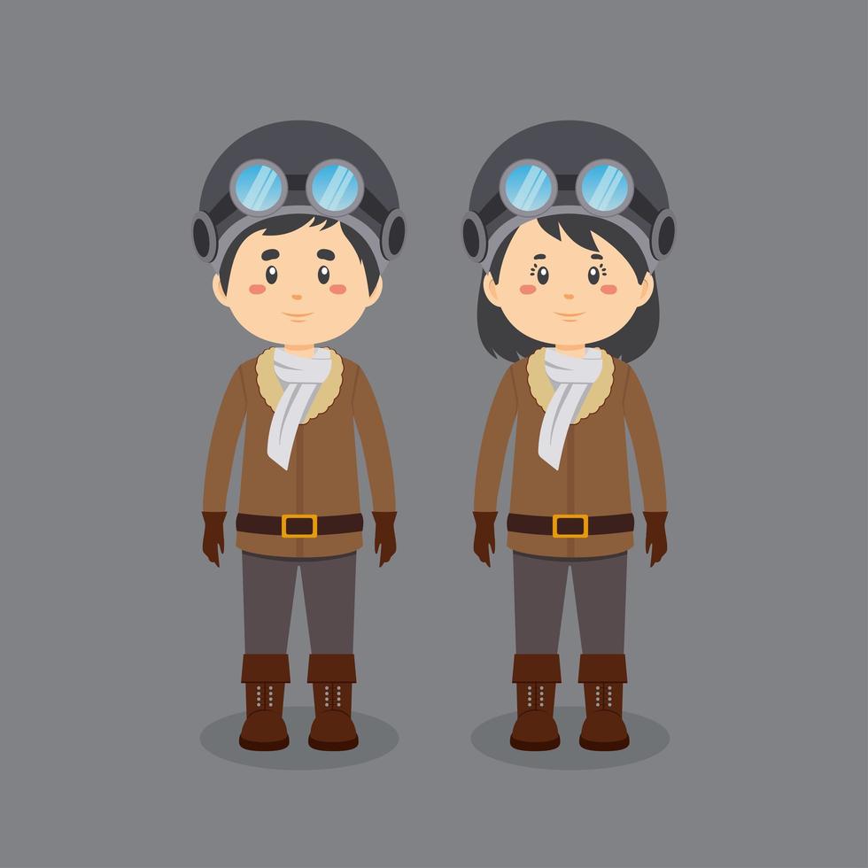 Characters Wearing Pilot Uniform vector