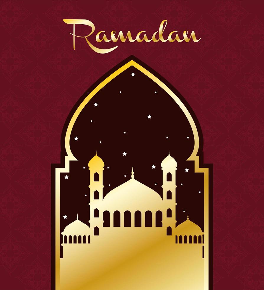 banner de celebración de ramadán con mezquita vector