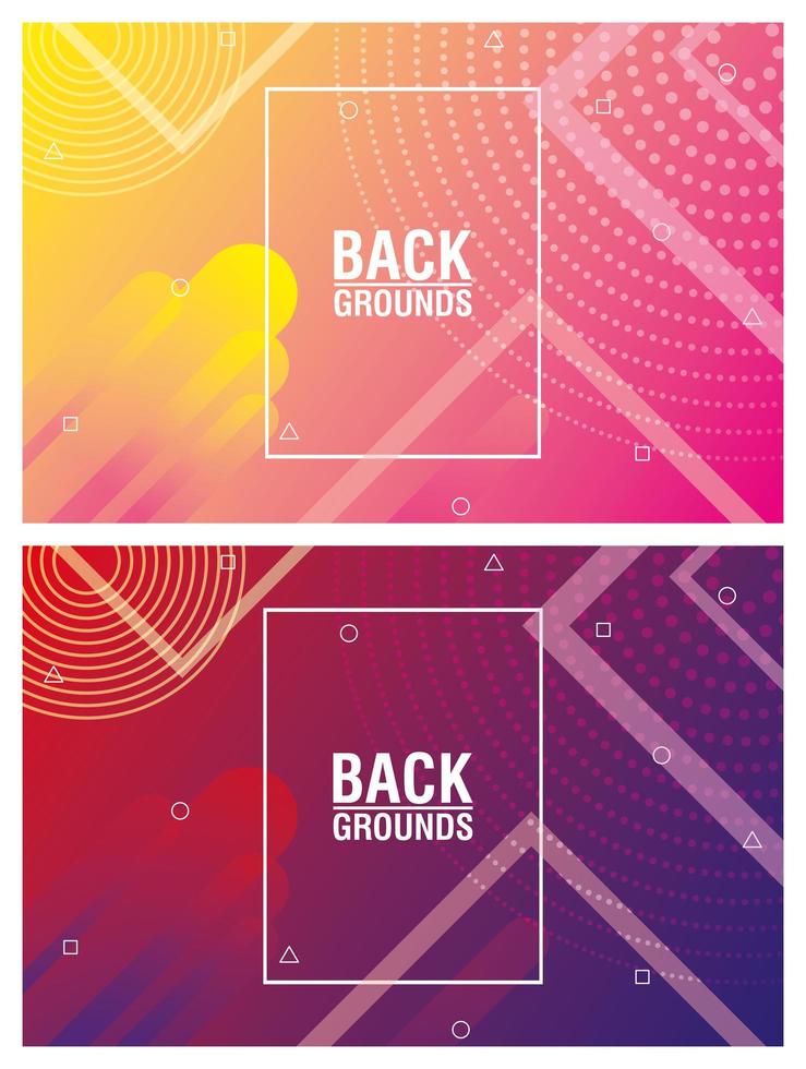Colorful vibrant abstract background set vector