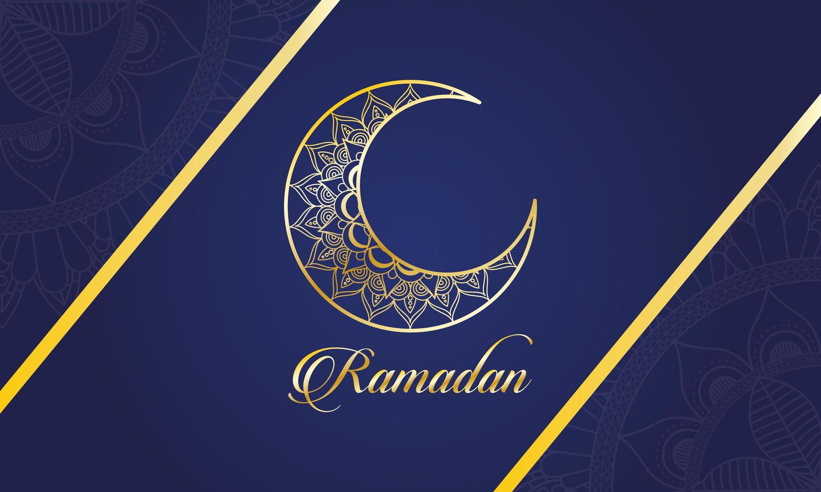Ramadan celebration banner with gold moon vector