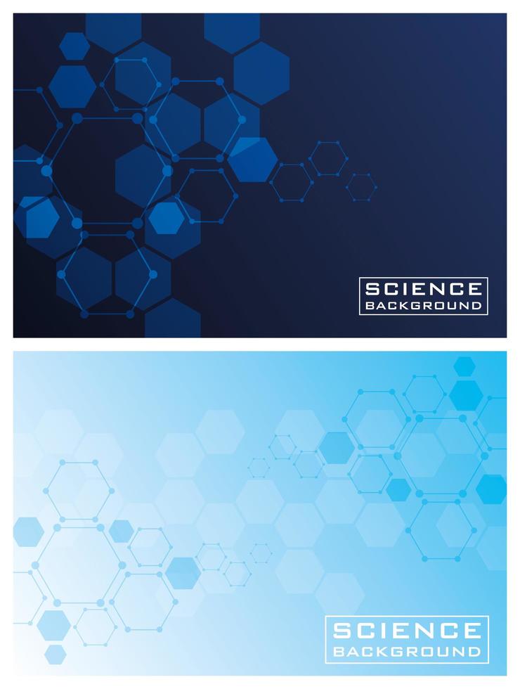 Blue science background set with lines and structures vector