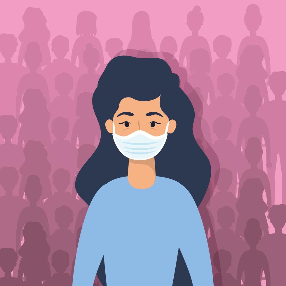 Young woman character with a face mask vector