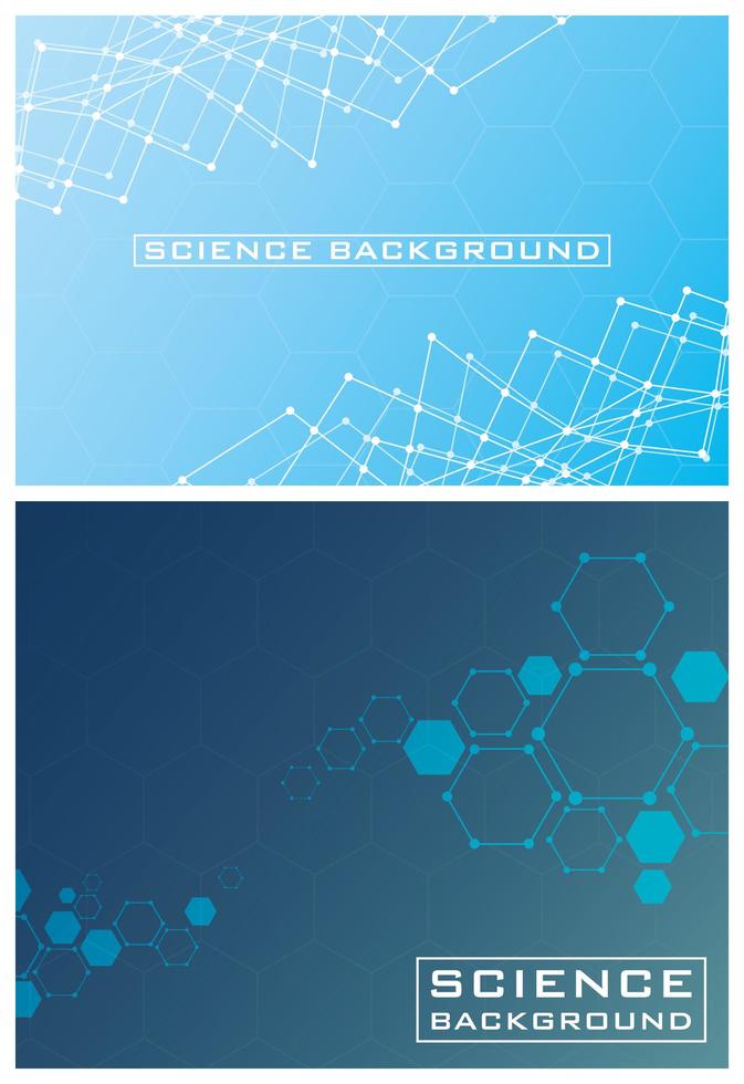 Blue science background set with lines and structures vector