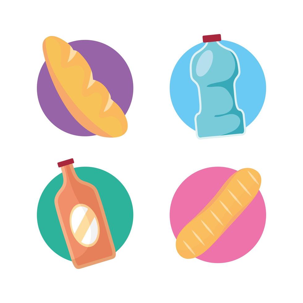 conjunto de iconos de comestibles vector