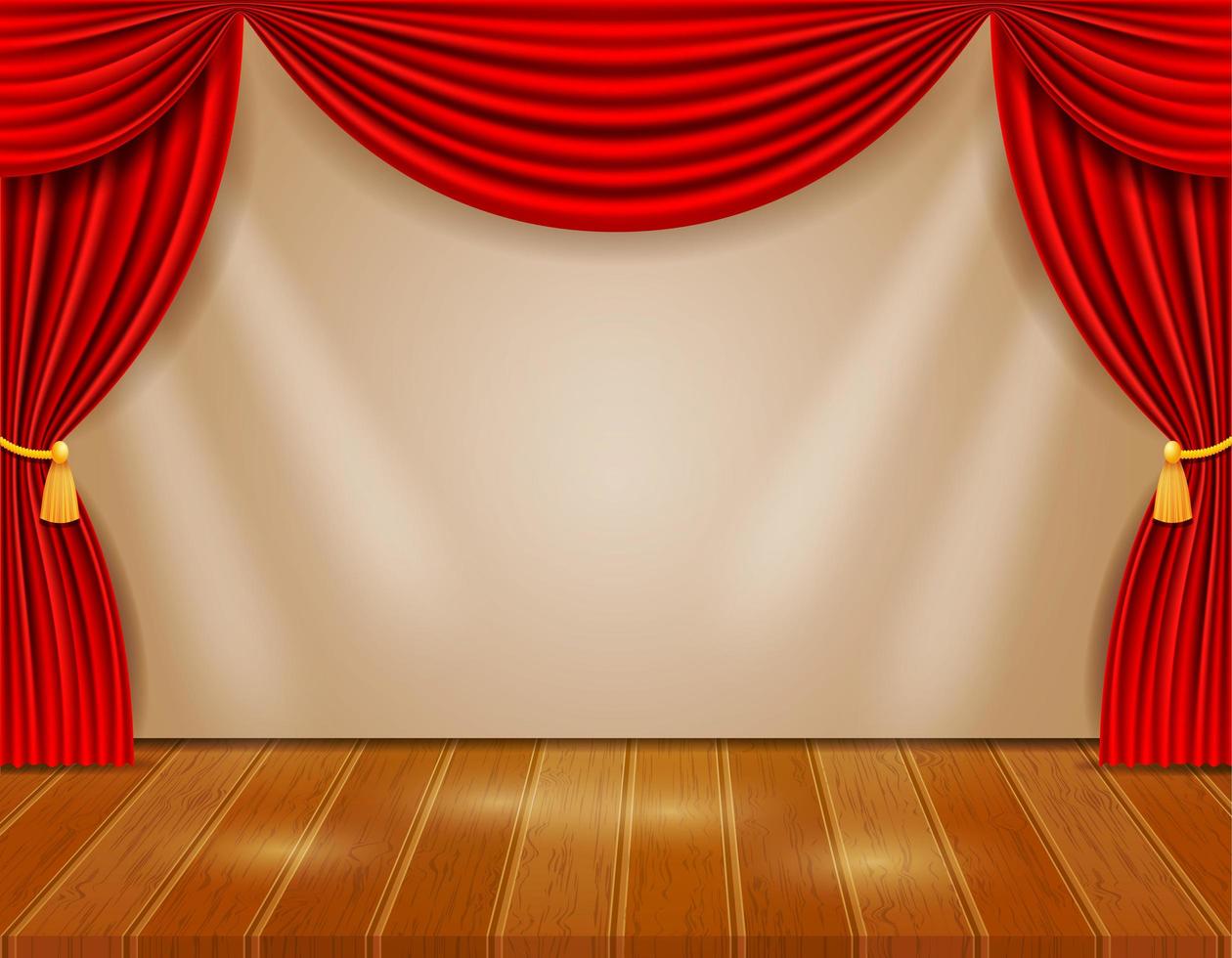 Theater stage with red curtains vector